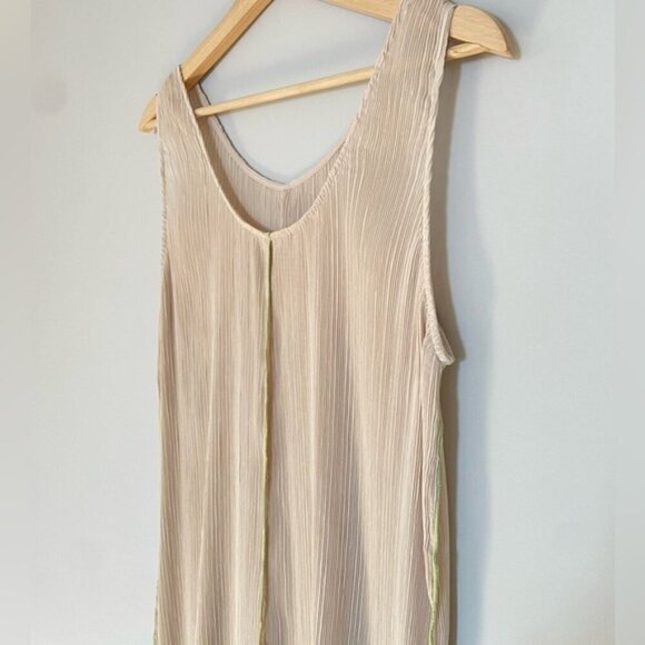 NEW Toteme Plisse Crinkled Scoop-Neck Maxi Dress in Cream Beige | size 32 / US 0 - Picture 10 of 14